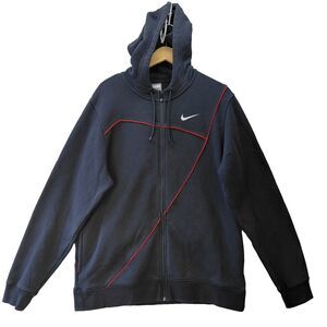 Vintage Nike Full Zip Hoodie Mens Large Black Heavyweight Stretch Jacket 351703